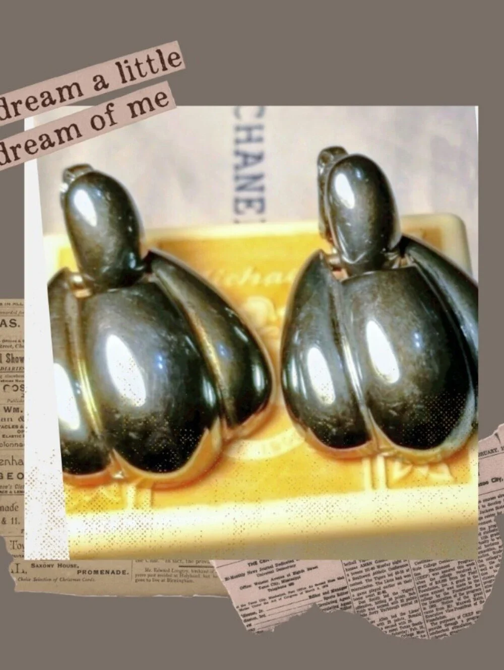GIVENCHY PARIS NY Gun Metal Vintage Earrings